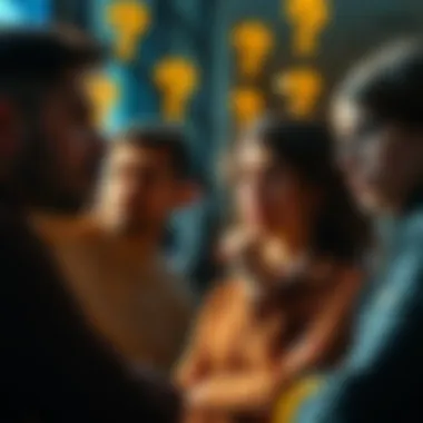 A group of people deep in discussion, looking curious and engaged while pondering life's big questions.