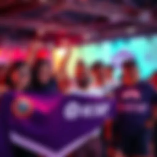 A group of people smiling and holding banners with HETAP logos at a community event