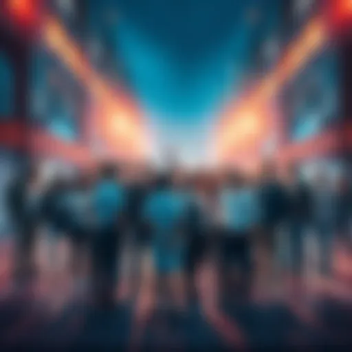 A diverse group of individuals standing united, confronting obstacles in a modern city setting, signifying resilience and readiness to tackle today's issues.