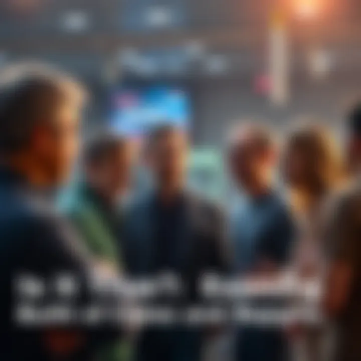 People discussing claims A group of people engaged in a conversation about various claims and reports.