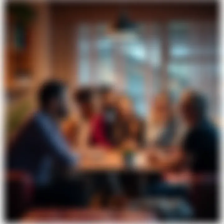 A group of diverse people sharing tips on happiness in a cozy setting, reflecting on their personal growth.