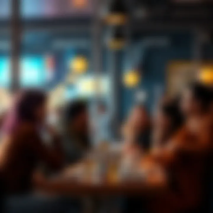 People discussing movie reactions Group of friends sharing thoughts about a movie at a cafรฉ