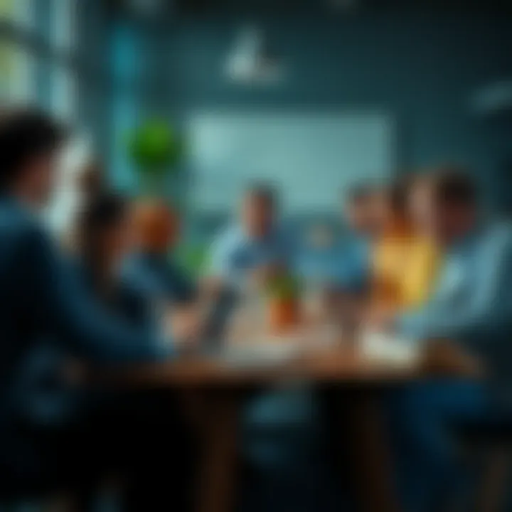 A diverse group of people engaging in a lively discussion with notes and laptops around a table, emphasizing the importance of valid arguments.