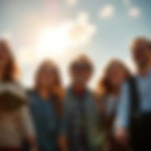 Group of people laughing and having fun outside, embracing the fresh air and sunshine.