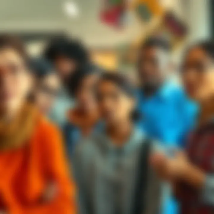 A diverse group of individuals looking concerned while discussing economic challenges and personal issues in a community setting.