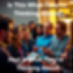 A diverse group of people engaged in a lively discussion, sharing thoughts and ideas with expressions of curiosity and interest.