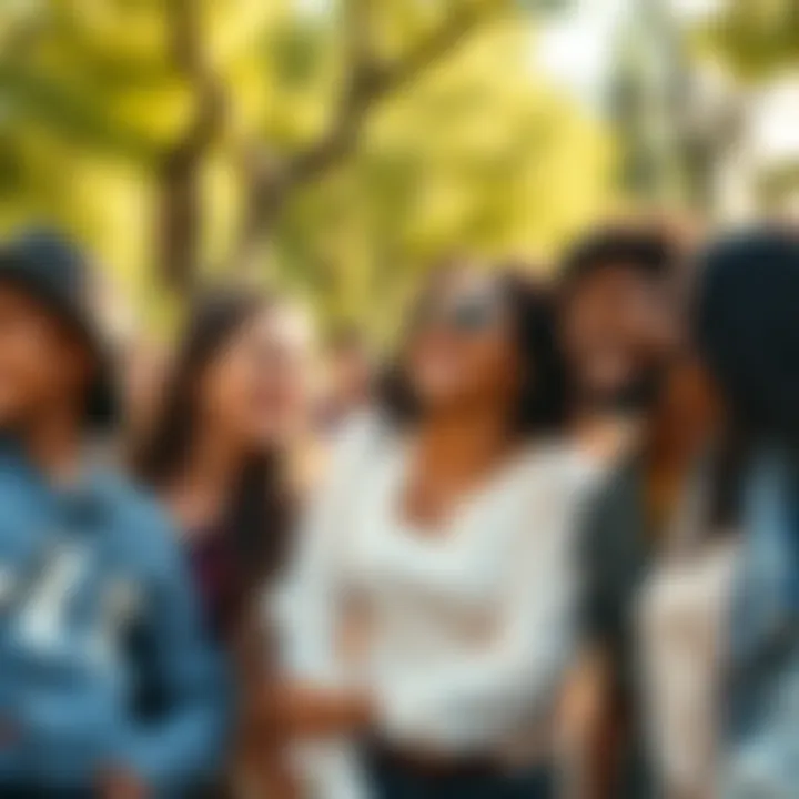 A group of diverse people sharing laughter in a sunny park, showcasing joy and connection after a funny moment of denial