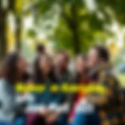 Group of friends sharing a funny moment and laughing in a park