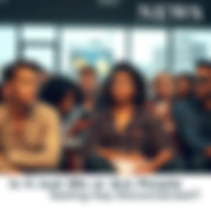 A group of diverse people sitting together, each appearing thoughtful and disconnected from their surroundings. Some are looking at their phones, while others gaze into the distance.