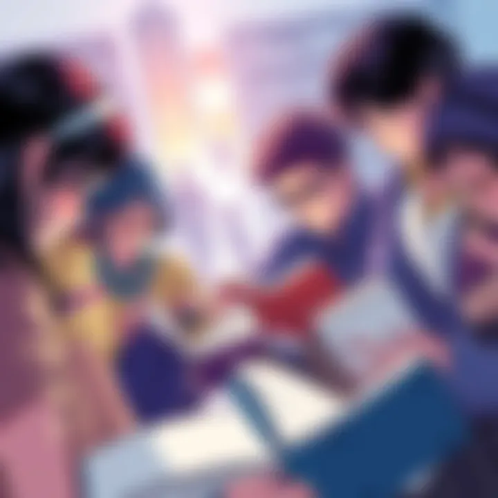 People reading together A diverse group of people engaged in reading books and discussing ideas, symbolizing unity and collaboration for the Shokohime agenda.