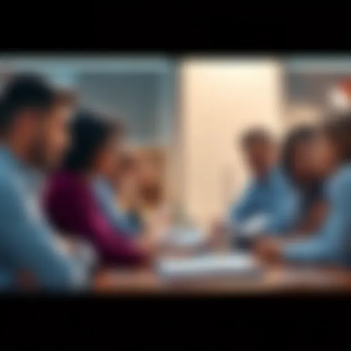 People Searching for Closure A group of people discussing stories around a table, looking engaged and thoughtful as they seek satisfying conclusions in narratives.