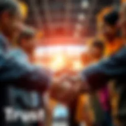 People shaking hands A diverse group of people shaking hands, symbolizing trust and cooperation in relationships.