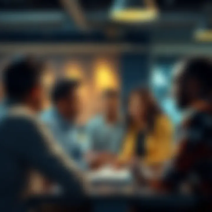 Group of diverse people discussing agenda ideas in a collaborative setting