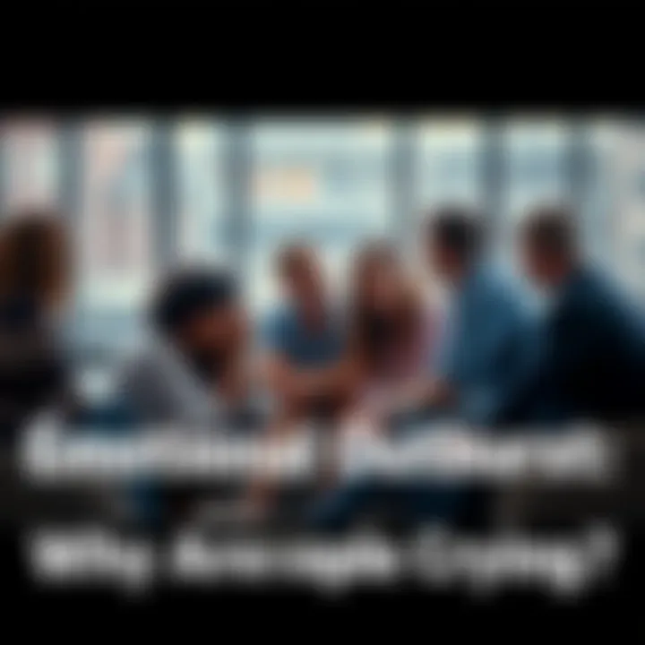 People Sharing Emotions A group of people sitting in a circle, sharing their feelings and crying together, expressing support and understanding for each other.