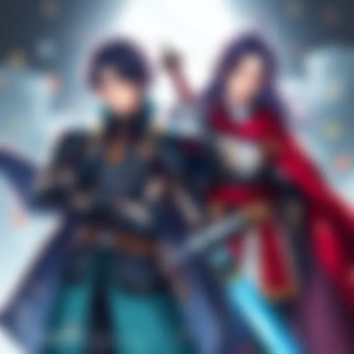Artistic representation of Percival and Lancelot created by Nakaba Suzuki, showcasing their unique costumes and styles.