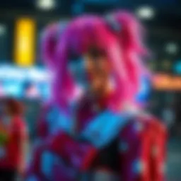 Perona Cosplay A person in a colorful Perona costume with pink hair and a playful expression.