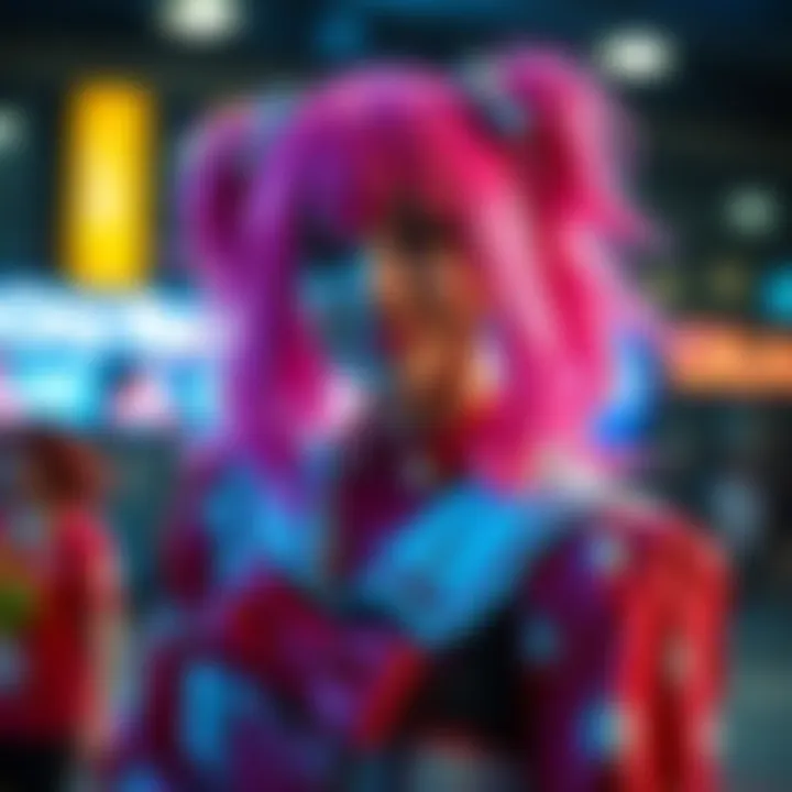 Perona Cosplay A person in a colorful Perona costume with pink hair and a playful expression.