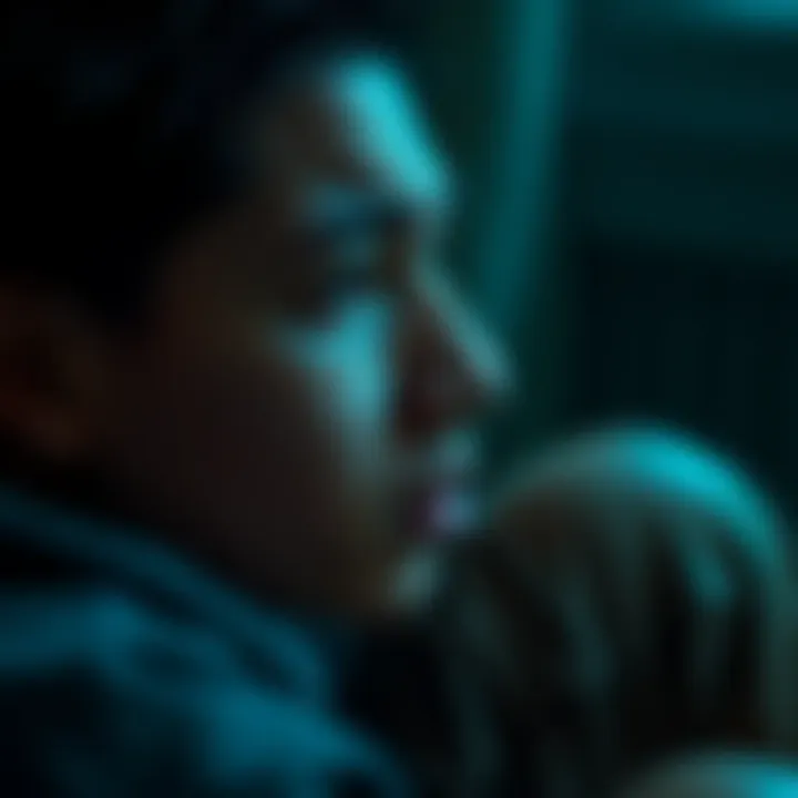 A person sitting alone with tears streaming down their face, reflecting deep emotional pain and vulnerability.