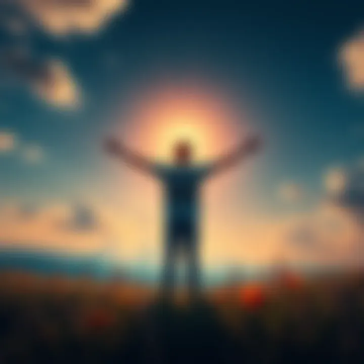 A person standing with arms open wide in a field, symbolizing acceptance of change and new beginnings.