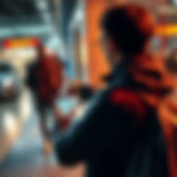 A concerned person pointing at an individual behaving suspiciously in a public space, prompting discussions about safety in the community.