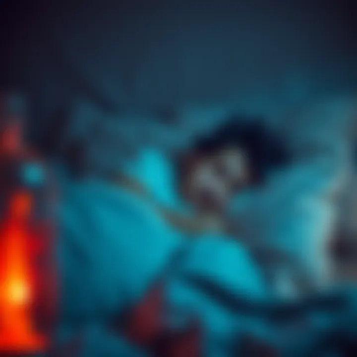 A person sleeping soundly in a cozy bedroom, surrounded by soft pillows and dim lighting, symbolizing quality sleep for well-being