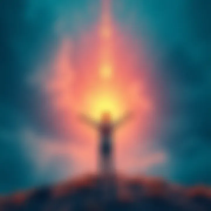 A person stands on a hill with outstretched arms towards a glowing light in the sky, symbolizing the pursuit of connection and accessibility.