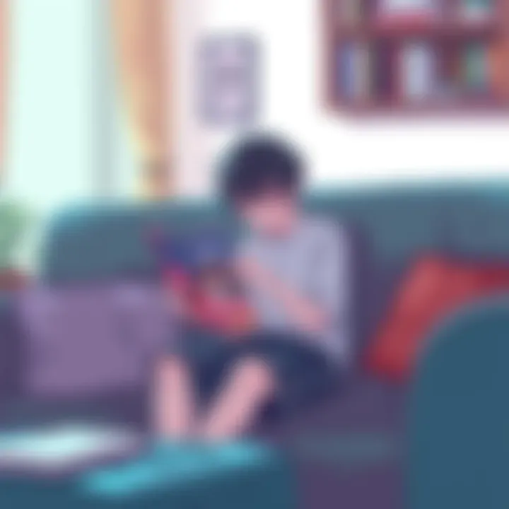 A person sitting on a couch, holding the manga Oyasumi Punpun with a thoughtful expression, surrounded by a cozy reading space.