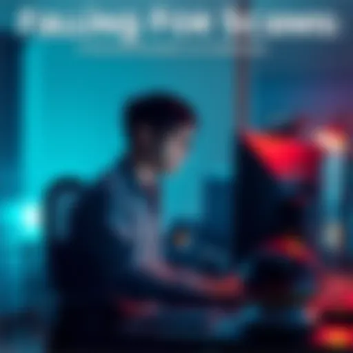 A person sits at a desk, staring at their computer with a shocked expression, realizing they've been scammed