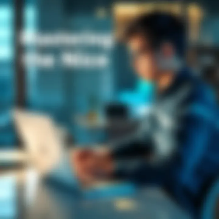 A person sitting at a desk working on a laptop, focused on problem-solving tasks.