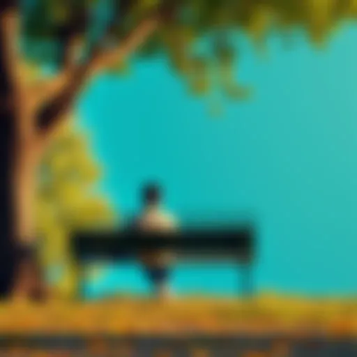 A person sitting on a park bench, looking relaxed and enjoying the outdoors, symbolizing the importance of taking breaks for mental health.