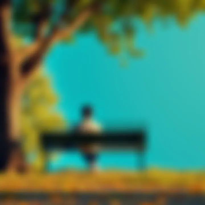 A person sitting on a park bench, looking relaxed and enjoying the outdoors, symbolizing the importance of taking breaks for mental health.