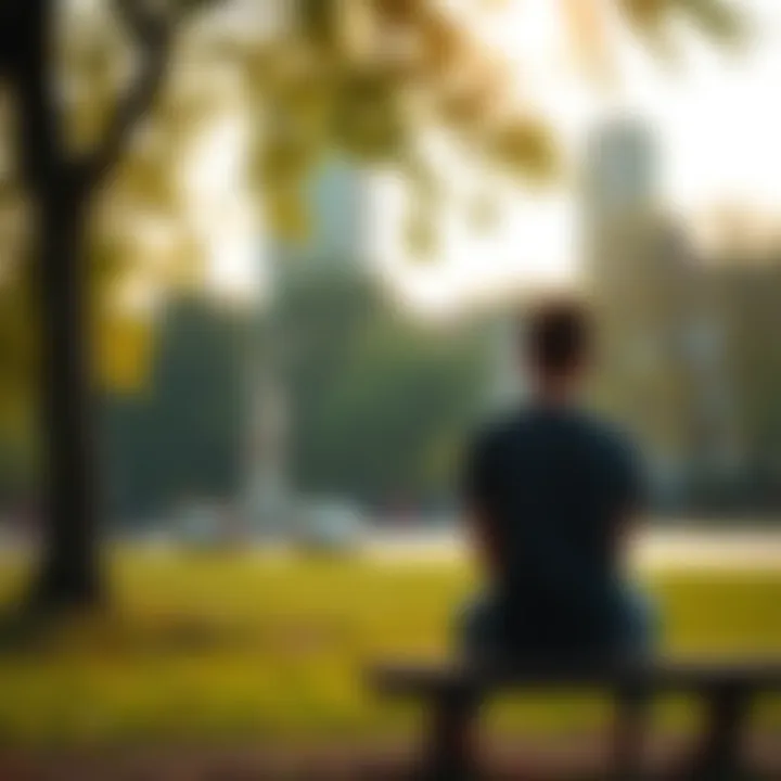 A person sitting quietly in a park, enjoying the calmness and contemplating their choices in life.