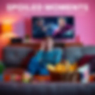 Person watching TV looking disappointed A person sitting on a couch with a sad expression while watching a TV show, surrounded by snacks