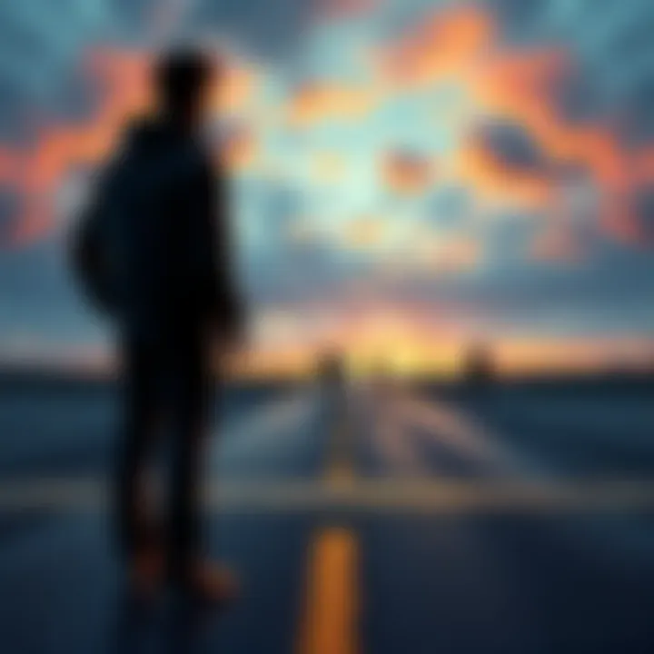 A person standing at a crossroads, contemplating which direction to take, symbolizing the influence of others on life decisions.