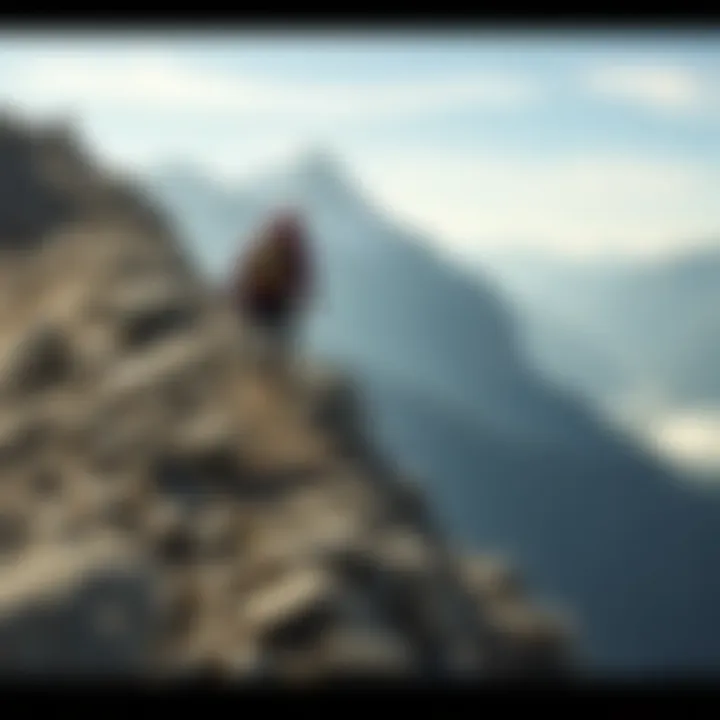 A determined individual climbing a steep mountain trail, symbolizing persistence and resilience in overcoming challenges.