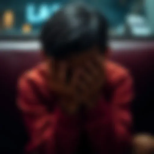 A person sitting with their hands covering their face, tears visible, showing deep emotion and sadness.