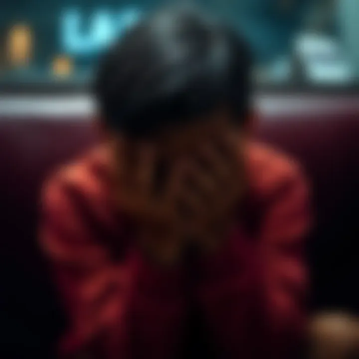 A person sitting with their hands covering their face, tears visible, showing deep emotion and sadness.