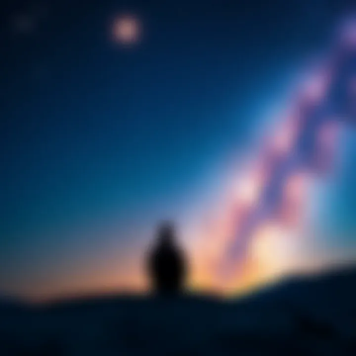 A person sitting alone under a starry sky, reflecting on feelings of loneliness and isolation in a vast universe.