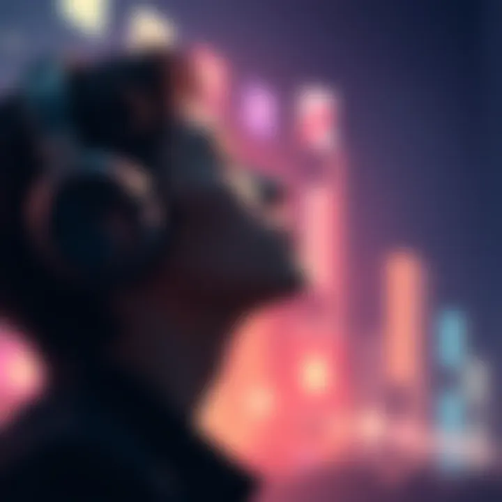 A person lost in thought while listening to emotional background music, with headphones on and eyes closed, reflecting feelings of nostalgia and connection.