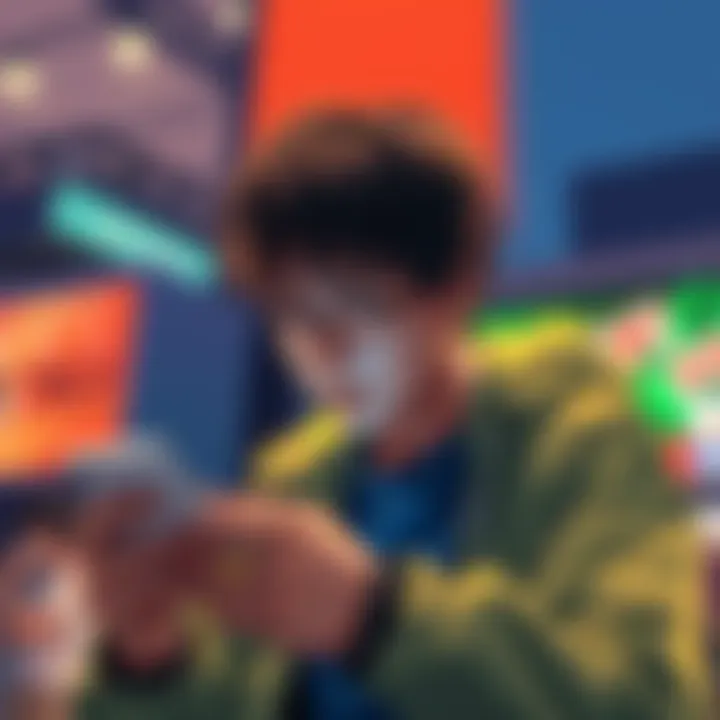 A young man focused on his smartphone, possibly watching sports highlights or anime.