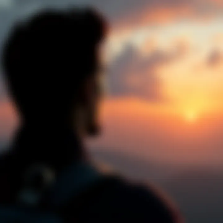 A thoughtful individual gazing towards a far-off landscape, contemplating the phrase 'Rohan... That’s too far,' and its significance in personal journeys.