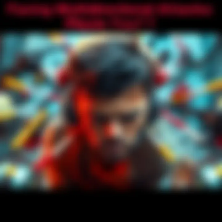 Person overcoming challenges A person facing multiple challenges from all sides, looking determined and focused while surrounded by various obstacles.