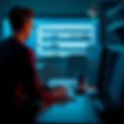 Individual sitting at a computer, looking stressed while reading comments on a forum