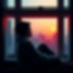 Person reflecting on identity A person sitting pensively by a window, looking deep in thought about their identity and experiences.