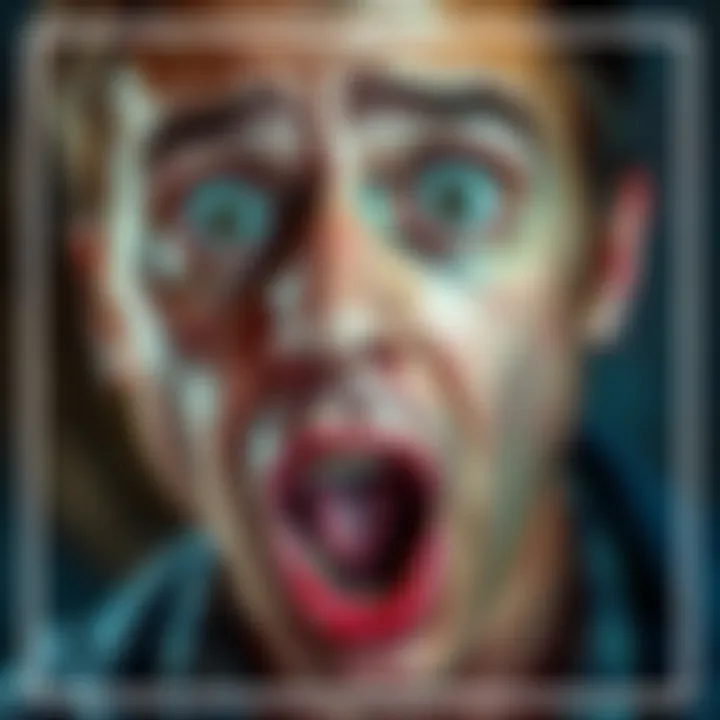 A person with wide eyes and an open mouth expressing shock and concern, representing the emotional reaction of saying 'Oh no'.