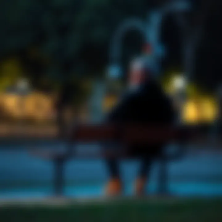 A person sitting alone on a park bench, staring off into the distance with a thoughtful expression, symbolizing feelings of being overwhelmed and experiencing closure.