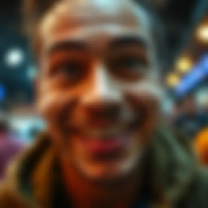 Person smiling with curiosity A close-up of a person smiling with a curious expression, capturing the viral moment of the trend, 'What the hell is bro smiling about?'