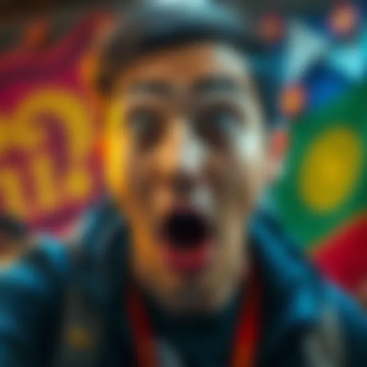 A person with wide eyes and an open mouth showing surprise, conveying the meaning of 'NANI?!' in a conversation, with a colorful background.