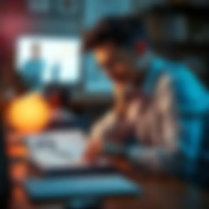 A person sits at a desk, looking thoughtfully at a notepad with question marks drawn on it, symbolizing the confusion of interpreting vague statements.