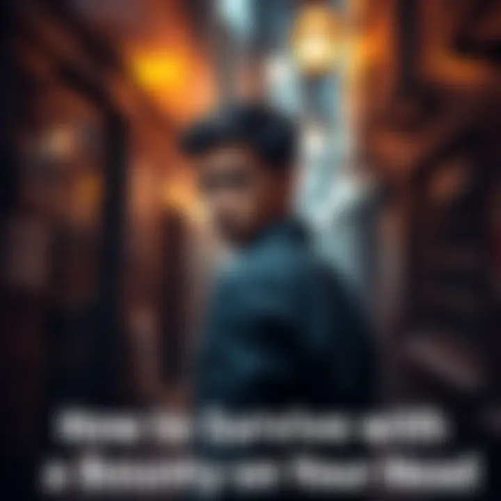 A worried individual looking over their shoulder in a dark alley, symbolizing fear and danger from a bounty on their head.